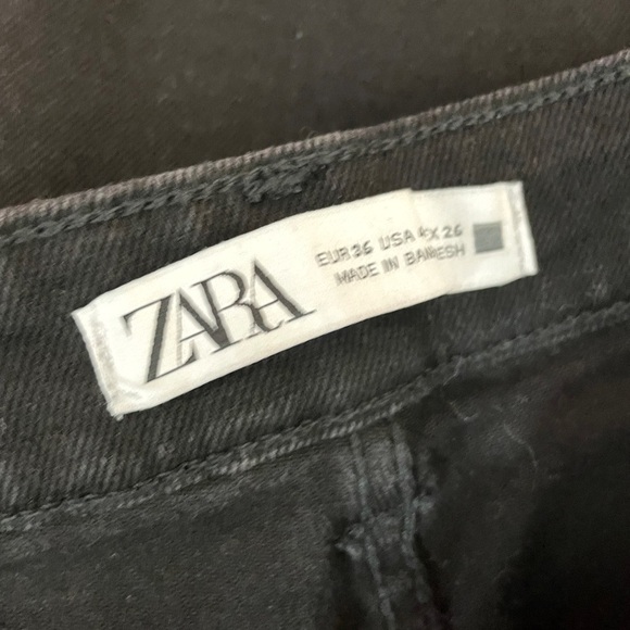 Zara Black High Rise Cropped Wide Leg Jeans Size 4 - Picture 11 of 11